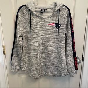 New England Patriots Hoodie Womens Grey Sweatshirt Long Sleeve Logo Size Medium